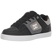 DC Men's Pure Low Top Lace Up Casual Skate Shoe Sneaker, Black/White/Armor, 10