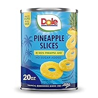 Dole Canned Fruit, Pineapple Slices in 100% Pineapple Juice, Gluten Free, Pantry Staples, 20 Oz, Packaging May Vary