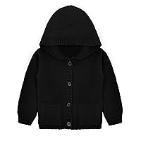 Lilax Baby Boys' Hooded Cardigan, Soft Knit Ribbed Button Closure Sweater