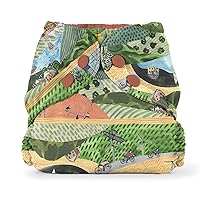 Esembly Cloth Diaper Outer, Waterproof Cloth Diaper Cover, Swim Diaper, Leak-Proof and Breathable Layer Over Prefolds, Flats or Fitteds, Reusable Diaper with Snap Closure, Size 2 (18-35lbs), Eco Hill