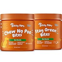Chew No Poo Bites - Coprophagia Stool Eating Deterrent for Dogs + Stay Green Bites for Dogs - Grass Burn Soft Chews for Lawn Spots
