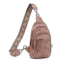 Small Fanny Pack Crossbody Bags Leather Sling Bag for Women Chest Bag with Adjustable Strap-Vintage Pink