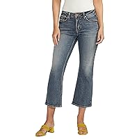 Silver Jeans Co. Women's Suki Mid Rise Curvy Fit Cropped Flare Jeans