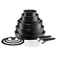 T-fal Ingenio Nonstick Cookware Set 13 Piece Induction Stackable, Removable Handle Pots and Pans, Dishwasher Safe Black