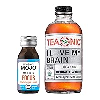 TEAONIC Brain Love Focus Bundle, Includes 24 Wellness Drinks for Mental Clarity - I Love My Brain and My Brain Mojo, 1 Case Each