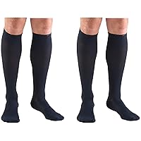 Truform Men's Knee High 15-20 mmHg Compression Dress Socks, Navy, Large (Pack of 2)