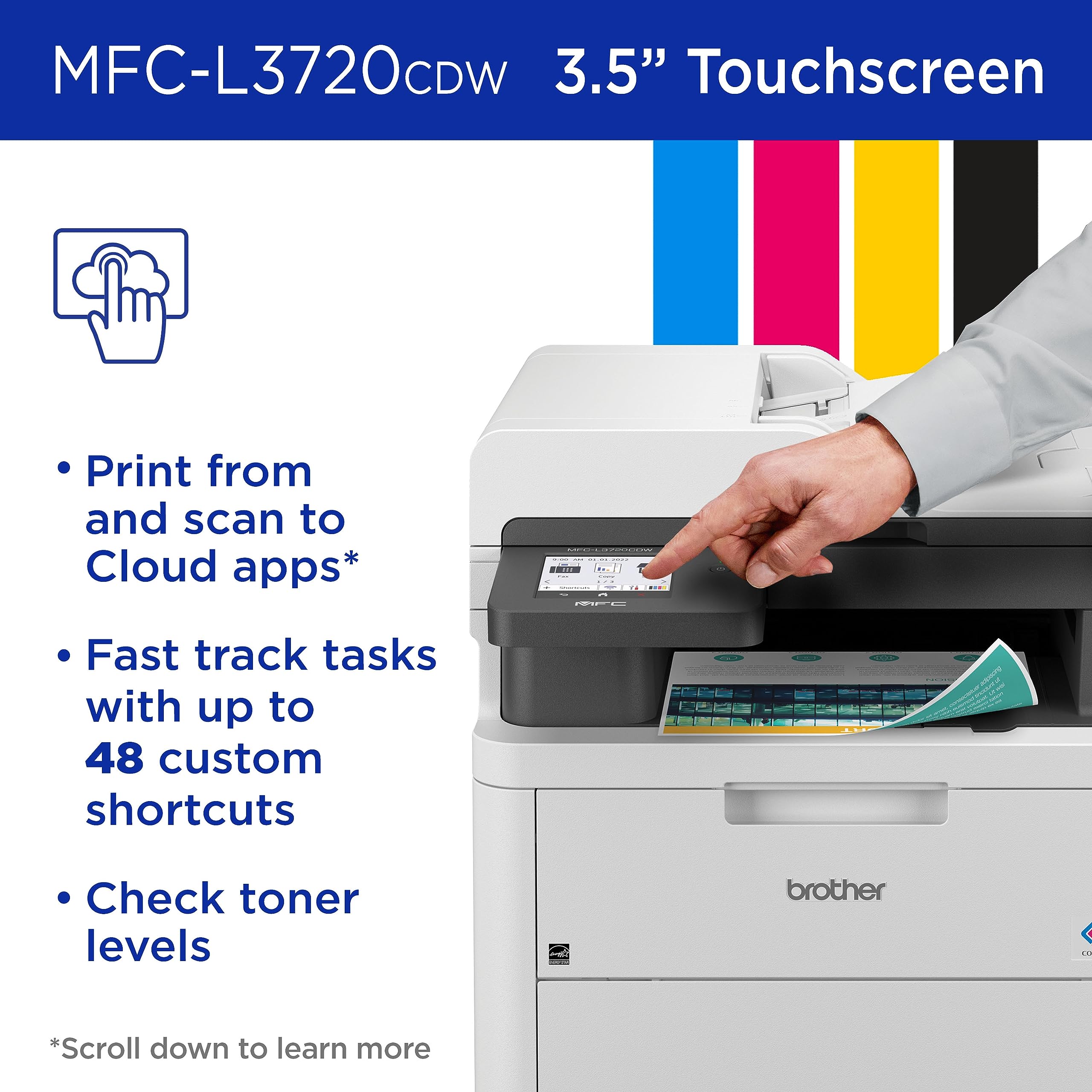 Brother MFC-L3720CDW Wireless Digital Color All-in-One Printer with Laser Quality Output, Copy, Scan, Fax, Duplex, Mobile Includes 4 Month Refresh Subscription Trial ¹ Amazon Dash Replenishment Ready