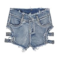 Athletic Shorts for Women Solid Color Hem Ripped Low Waist Shorts Lightweight Wide Leg Summer Casual Shorts with Pockets