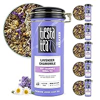 Lavender Chamomile | Soft Chamomile Herbal Tea | Premium Loose Leaf Tea Blend | Non Caffeinated Tea | Make Hot or Iced Tea & Brews Up to 50 Cups - 12 Ounce Refillable Tin, Pack of 6