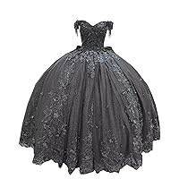 Ball Gown Off The Shoulder Pearls 3D Floral Flowers Corset Quinceanera Prom Evening Dresses 2024 Lace Formal Puffy