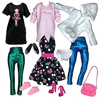 11.5 inch Doll Clothes Lot Deluxe Fashion Pack White Hoodie Jogging Set Leggings & Shoes Dollicious Fun Set