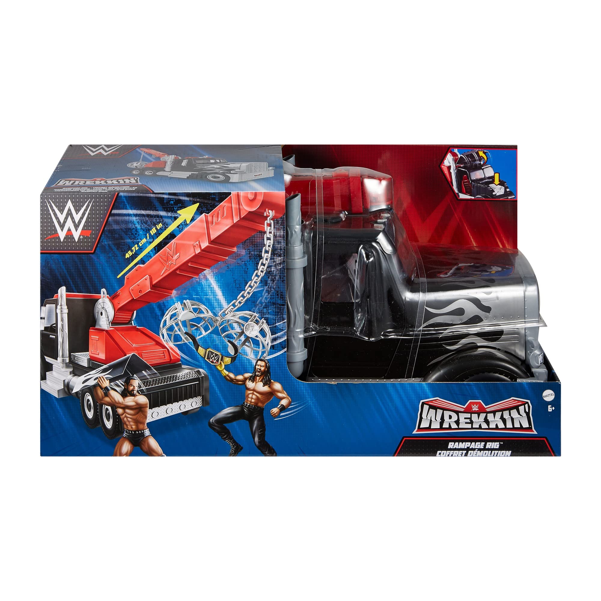 Mattel Rampage Rig Wrekkin Vehicle Breakaway Truck with Breakaway Wrekkin Ball, Championship, & Accessories, for 6-Inch Action Figure