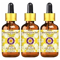 Pure Elecampane Oil (Inula helenium) with Glass Dropper Cold Pressed (Pack of Three) 100mlx3 (10 oz)