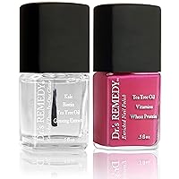 Dr.'s Remedy Enriched Nail Polish, HOPEFUL Hot Pink with TOTAL Two-in-One Top and Base Coat Set 0.5 Fluid Oz Each