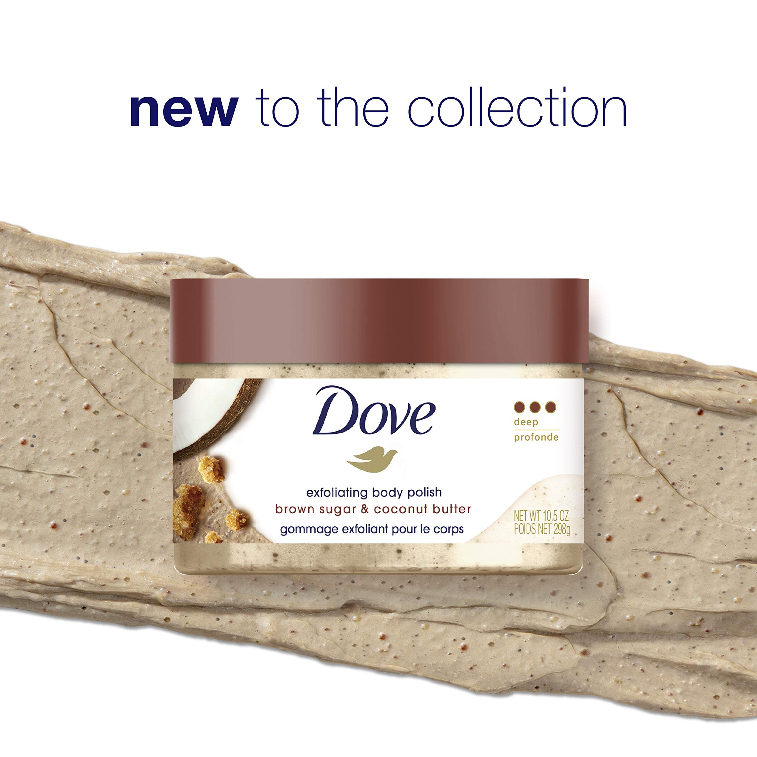 Dove Scrub For Silky Smooth Skin Brown Sugar & Coconut Butter Body Scrub Exfoliates & Restores Skin's Natural Nutrients, 10.5 Ounce (Pack of 4)