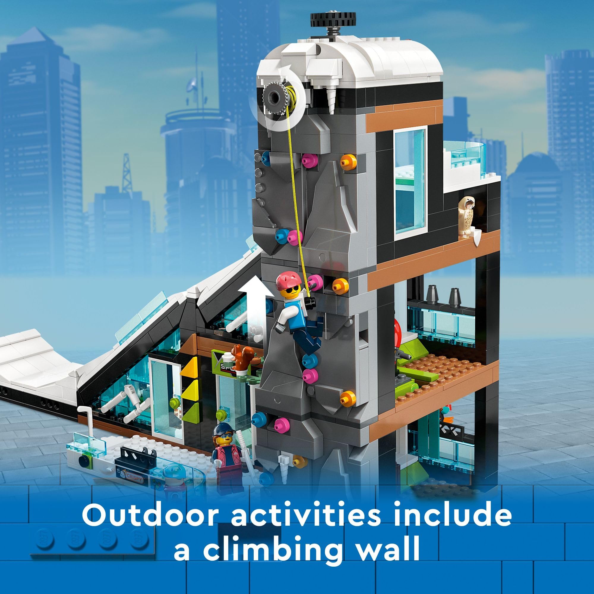 LEGO City Ski and Climbing Center 60366 Building Toy Set, 3-Level Building with a Ski Slope, 8 Minifigures and 2 Animal Figures for Imaginative Winter Sports Play, Fun Gift Idea for Kids and Ski Fans