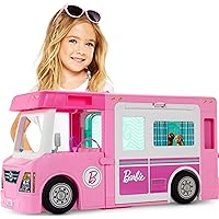 Barbie Camper Playset, 3-in-1 DreamCamper with Pool and 50 Accessories, Transforms into Truck, Boat and House (Amazon Exclusive)