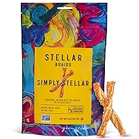 Stellar Pretzels Braids Simply Stellar, 6 Snack Packs (5 oz each) Sea Salt Flavor - Stellar Snacks, Vegan, Kosher, Peanut-Free, Non-GMO, Individual Bags, Pretzel Twists - Made in the USA