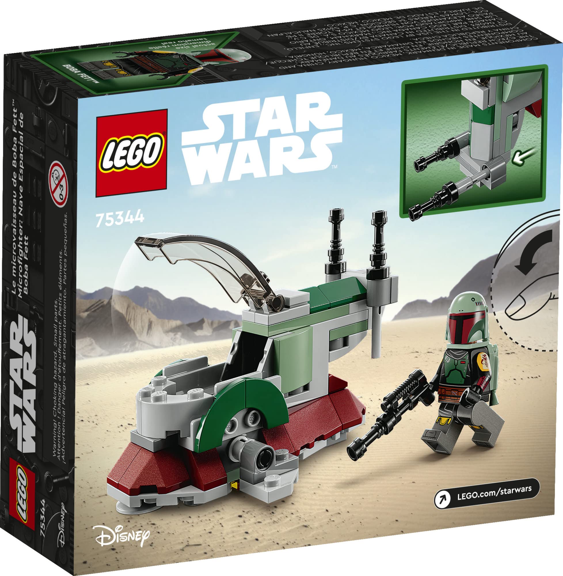 LEGO Star Wars Boba Fett's Starship Microfighter 75344, Building Toy Vehicle with Adjustable Wings and Flick Shooters, The Mandalorian Set for Kids