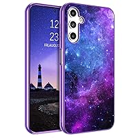 GUAGUA Compatible with Samsung Galaxy A14 5G Case 6.6 Inch Glow in The Dark Noctilucent Luminous Space Nebula Slim Fit Cover Protective Anti Scratch Cases for Samsung A14 5G (2023), Blue Nebula
