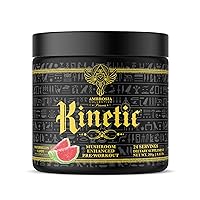Ambrosia Kinetic Organic Preworkout, Mushroom Enhanced Natural Pre Workout Supplement, Nootropic Superfood Powder for Energy (Watermelon Candy)