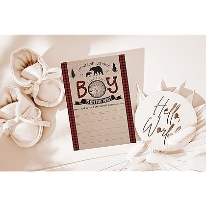 Your Main Event Prints Lumberjack Baby Shower Invitations, Boy Baby Shower Invitations, Mama Bear Baby Shower Invites, Woodland Baby Shower Invitations,, 20 Fill in Invitations and Envelopes
