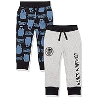 Amazon Essentials Disney | Marvel | Star Wars Boys' Fleece Jogger Sweatpants (Previously Spotted Zebra), Pack of 2, Marvel Black Panther, Small