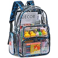 Clear Backpack Heavy Duty Transparent Bag See Through Bookbag for Student School Work Festival Sport Travel