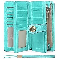 Wallets for Women Genuine Leather Credit Card Holder with RFID Blocking Large Capacity Wristlet