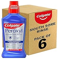 Colgate Peroxyl Antiseptic Mouthwash and Mouth Sore Rinse, 1.5% Hydrogen Peroxide, Mild Mint - 500ml, 16.9 Fluid Ounces (Pack of 6)
