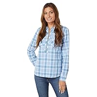 Tommy Hilfiger Women's Long Sleeve Half Zip Roll Tab Popover Shirt