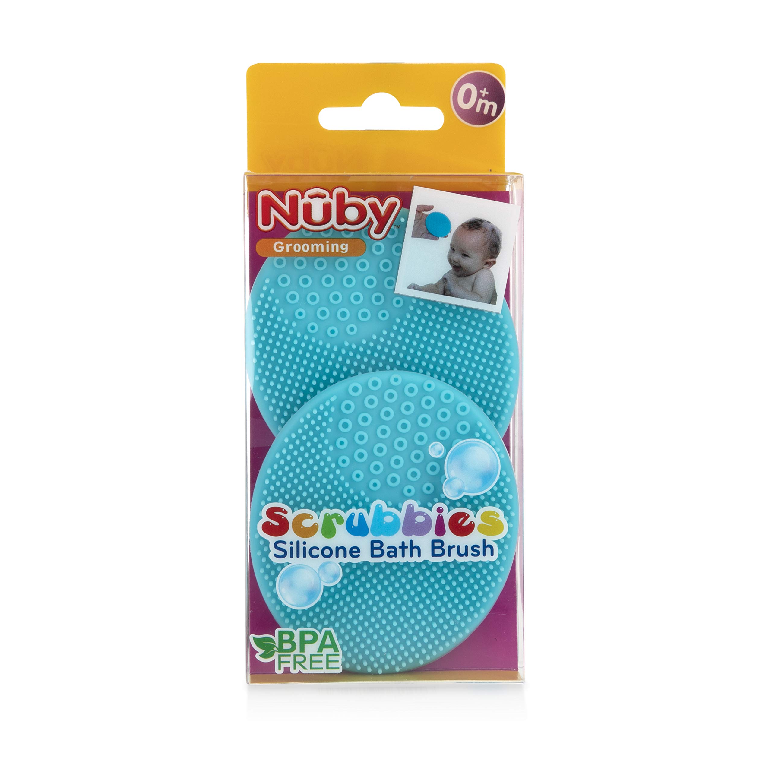 Nuby Scrubbies Silicone Bath Brush with Built-in Handle, 2 Count