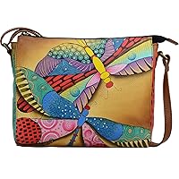 Anna by Anuschka Women's Hand Painted Genuine Leather Slim Medium Crossbody