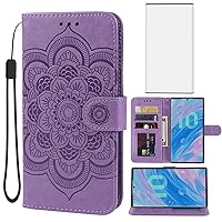 Case for Galaxy Note 10 Case, Samsung Note 10 SM-N970U Wallet Case with Tempered Glass Screen Protector, Leather Flip Credit Card Holder Stand Phone Cover for Samsung Galaxy Note 10 Purple
