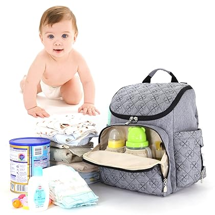 Diaper Bag Backpack With Baby Stroller Straps By HYBLOM, 12 Pockets Organizer