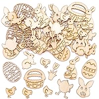 Baker Ross AT476 Easter Mini Wooden Shapes - Pack of 50, Creative Art And Craft Supplies For Kids To Make And Decorate