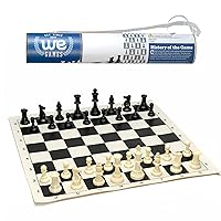 WE Games Chess Sets for Adults, Chess Board is 17 in., Chess Pieces with 3.08 inch King Travel Chess Set, Board Games Storage in Convenient Portable Carry Tube, Games for Adults