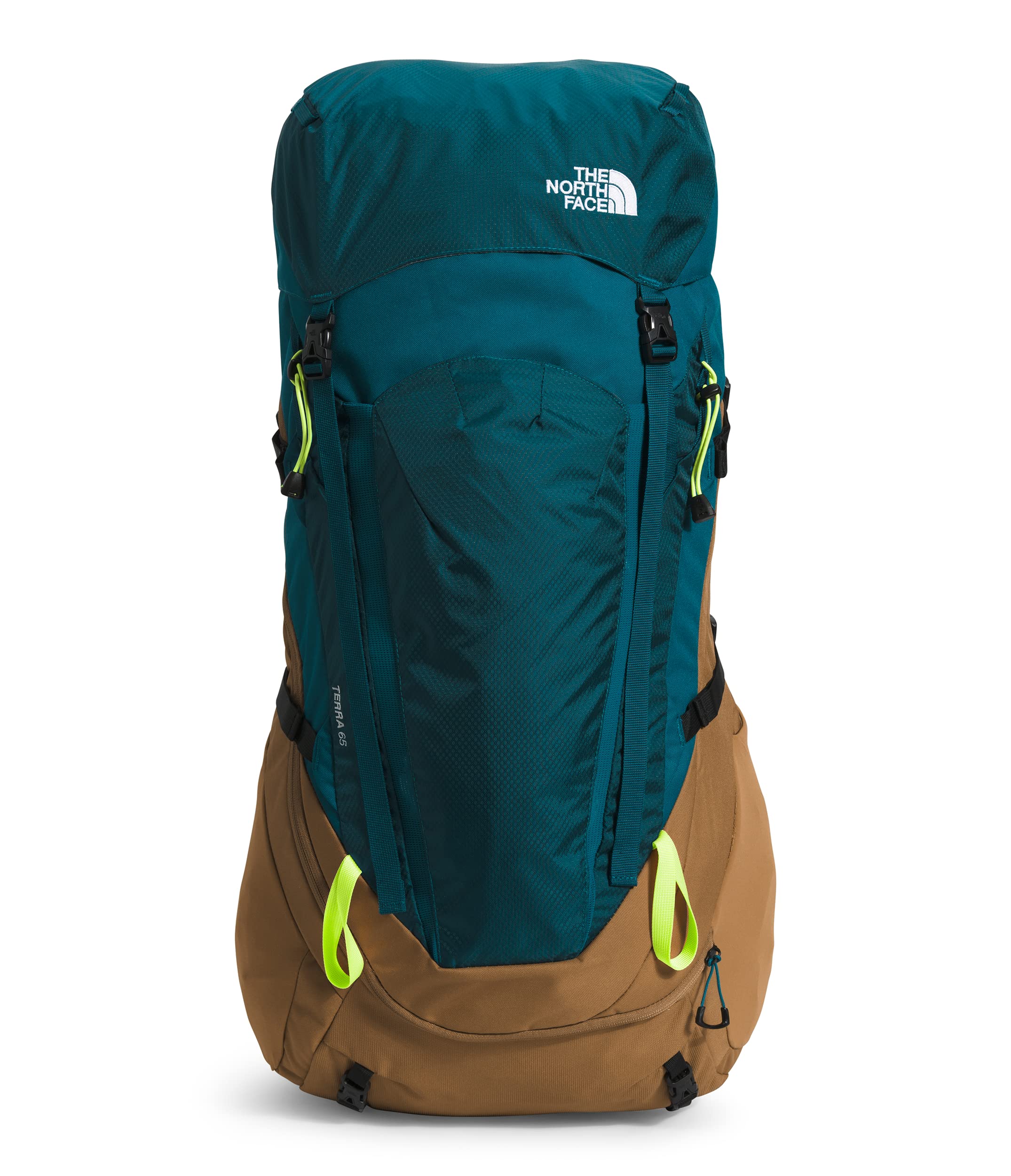 THE NORTH FACE Terra 65 L Backpacking Backpack, Blue Coral/Utility Brown/Led Yellow, L-XL 65L