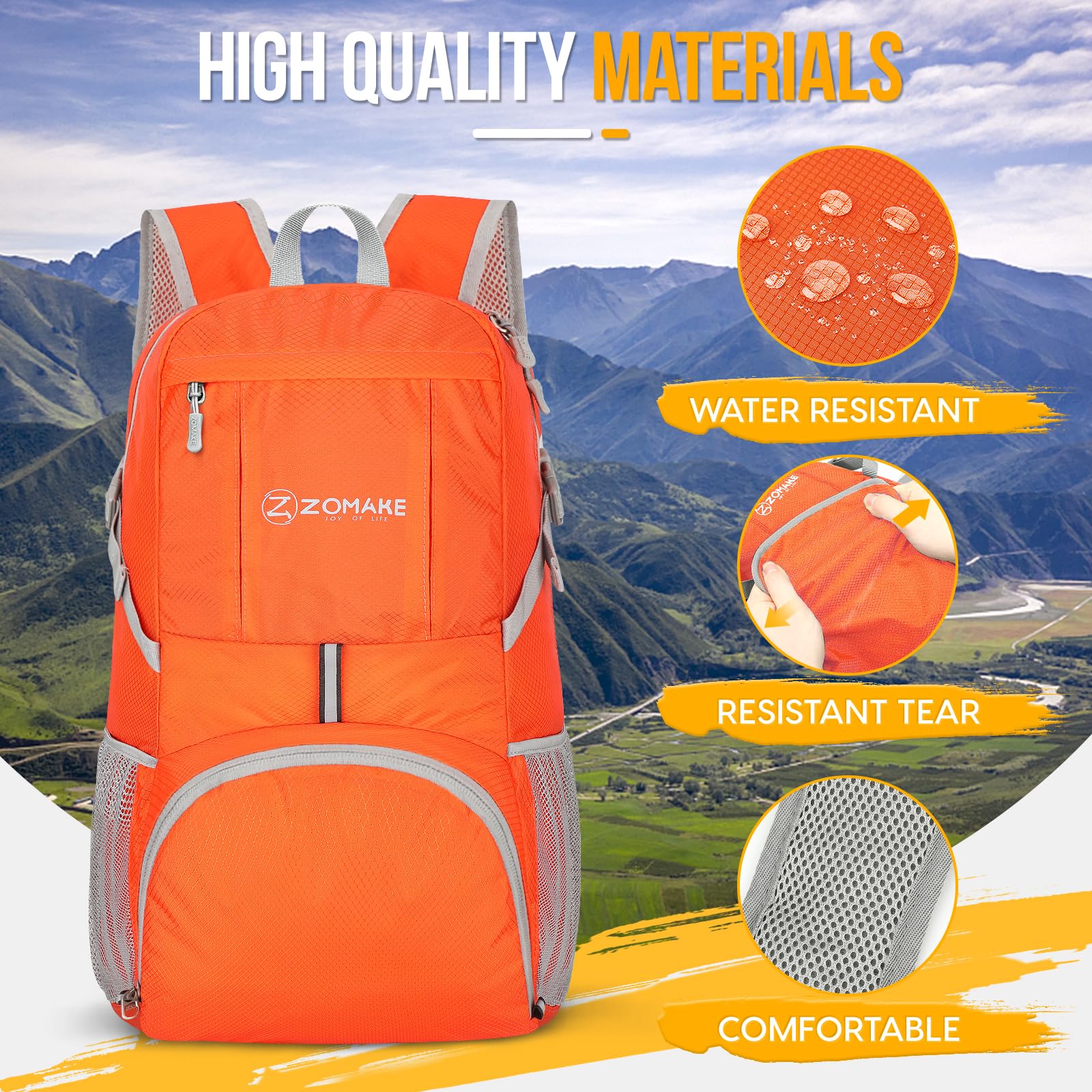 ZOMAKE Lightweight Packable Backpack 35L - Light Foldable Hiking Backpacks Water Resistant Collapsible Daypack for Travel