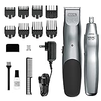 Wahl Groomsman Cord/Cordless Hair Trimmer kit for Men for Mustaches, Hair, Nose Hair, and Light Detailing and Grooming with Bonus Wet/Dry Electric Battery Nose Trimmer – Model 5623V