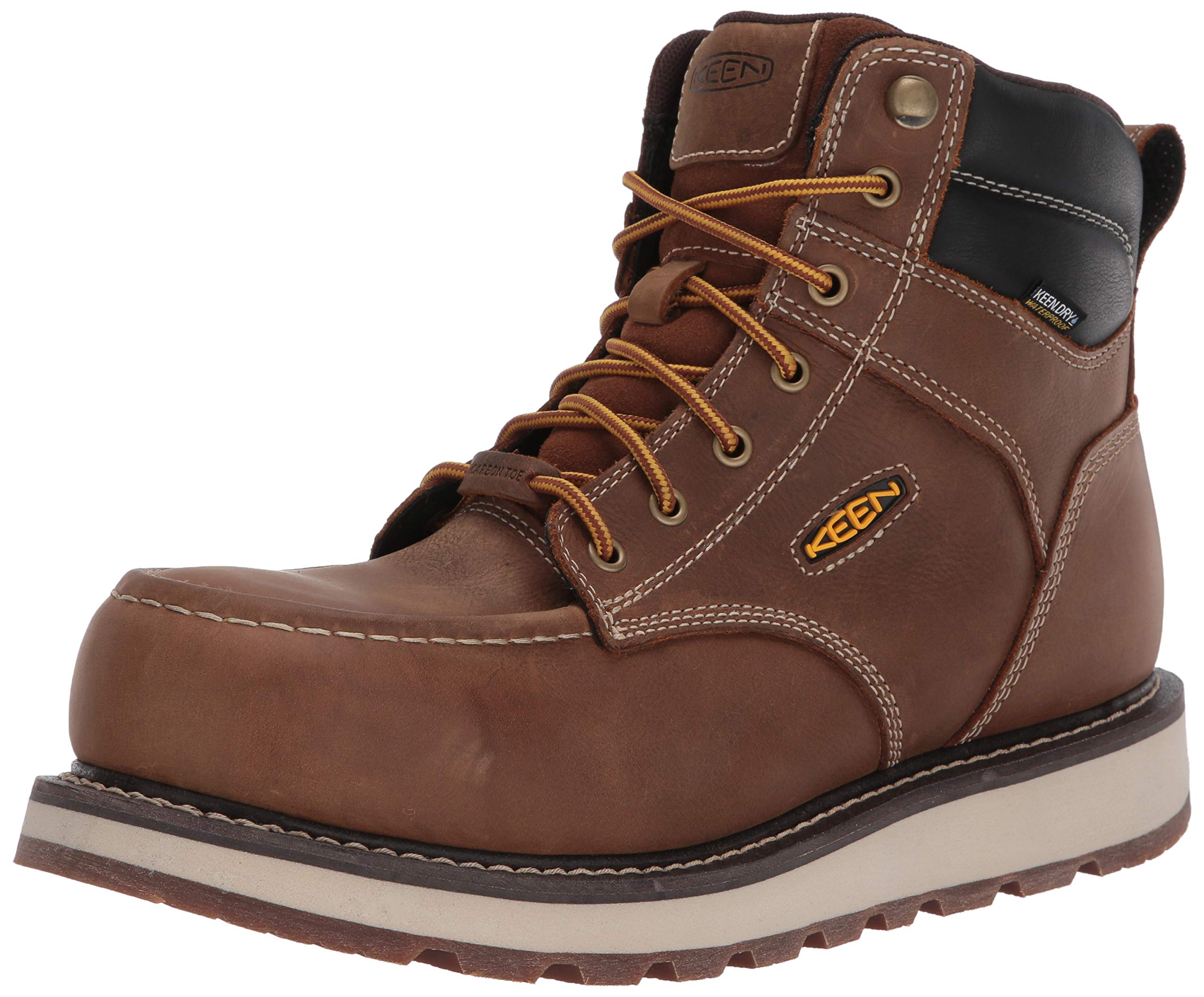 KEEN Utility Men's Cincinnati 6” Composite Toe Waterproof Wedge Work Boots, Belgian/Sandshell, 10 2E (Wide) US