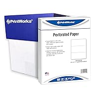 PrintWorks Professional Perforated Paper for Statements, Invoices, Gift Certificates, Coupons and More, 8.5 x 11, 24 lb, 2 Horizontal Perfs 3 2/3