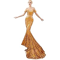 Mermaid Sequined Evening Party Prom Dress Celebrity Carpet Gown