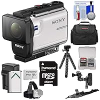 Sony Action Cam HDR-AS300 Wi-Fi HD Video Camera Camcorder with Flat Surface & Helmet Mounts + 64GB Card + Battery & Charger + Case + Tripod + Kit