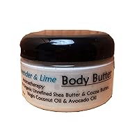LAVENDER and LIME Body Butter - Organic Oils of Jojoba,Virgin Unrefined Coconut & Organic Unrefined Shea Butter - All Skin Types - Especially Dry Damaged - Very Absorbing (4 oz / 118.3 ml)