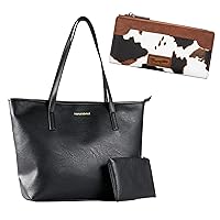 Montana West Vegan Leather Tote Bags and Cow Print Wallet Set