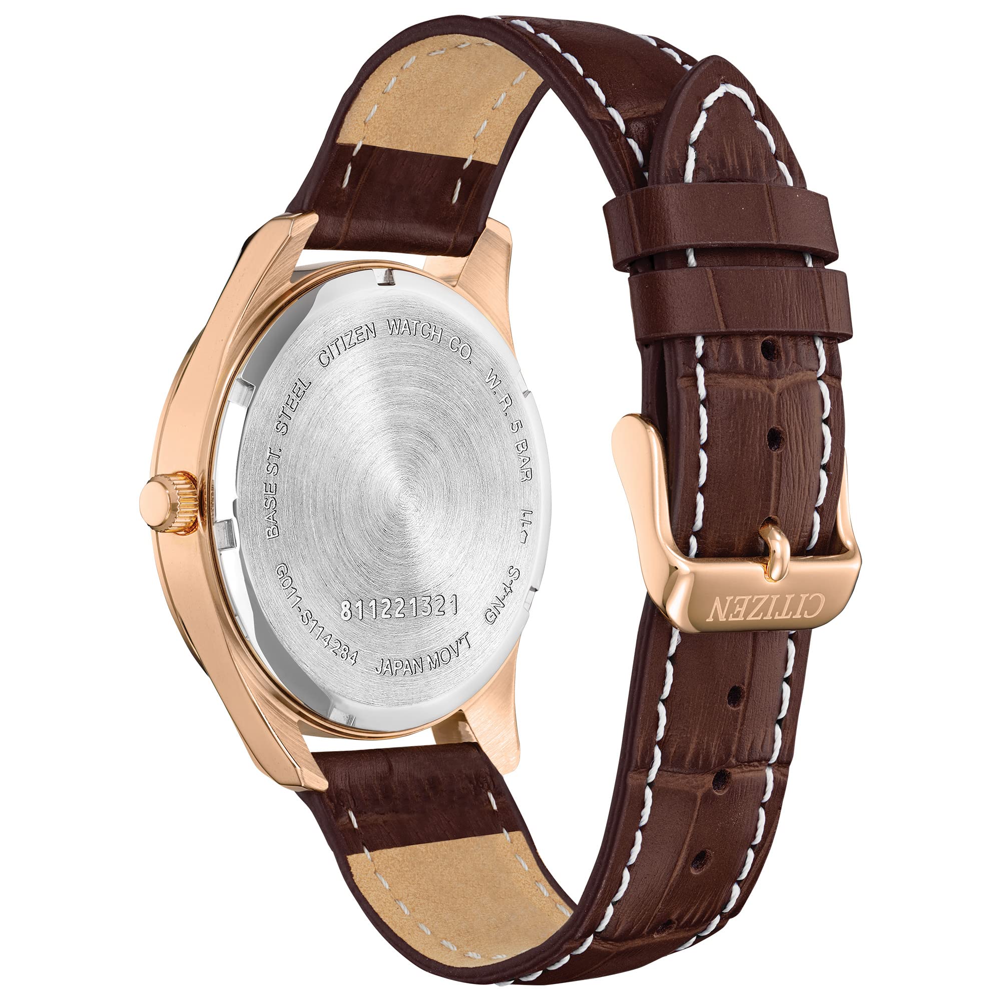 Citizen Quartz Mens Watch, Stainless Steel with Leather strap, Casual, Brown (Model: BI1033-04E)