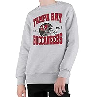 Clothing x NFL - Tampa Bay Buccaneers - Team Helmet - Kids Crewneck Fleece Sweatshirt for Boys and Girls - Size Large