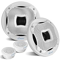 Lanzar Two Way Marine Speaker System, One Pair 6.5 inch Marine Component Speaker, 450 Watts Max Power with 4 Ohm Impedance, Waterproof, Flush Mount Capability, Resin Treatment Cloth Surround, White