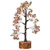 Gemstone Tree - Carnelian 10-12 inch Combo - Rose Quartz Tree of Life Pendant Natural Healing Chakra Balancing Crystal Stone